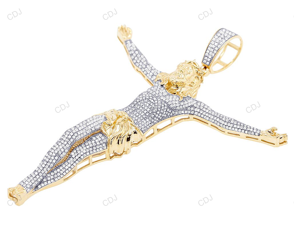 1.80 CTW Iced Out Lab Created Diamond Gold Cross Jesus Pendant hip hop jewelry CustomDiamJewel