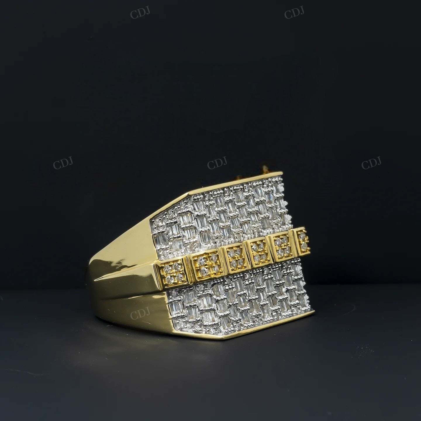 925 Silver Moissanite Baguette Diamond Cluster Ring Hip Hop Ring customdiamjewel