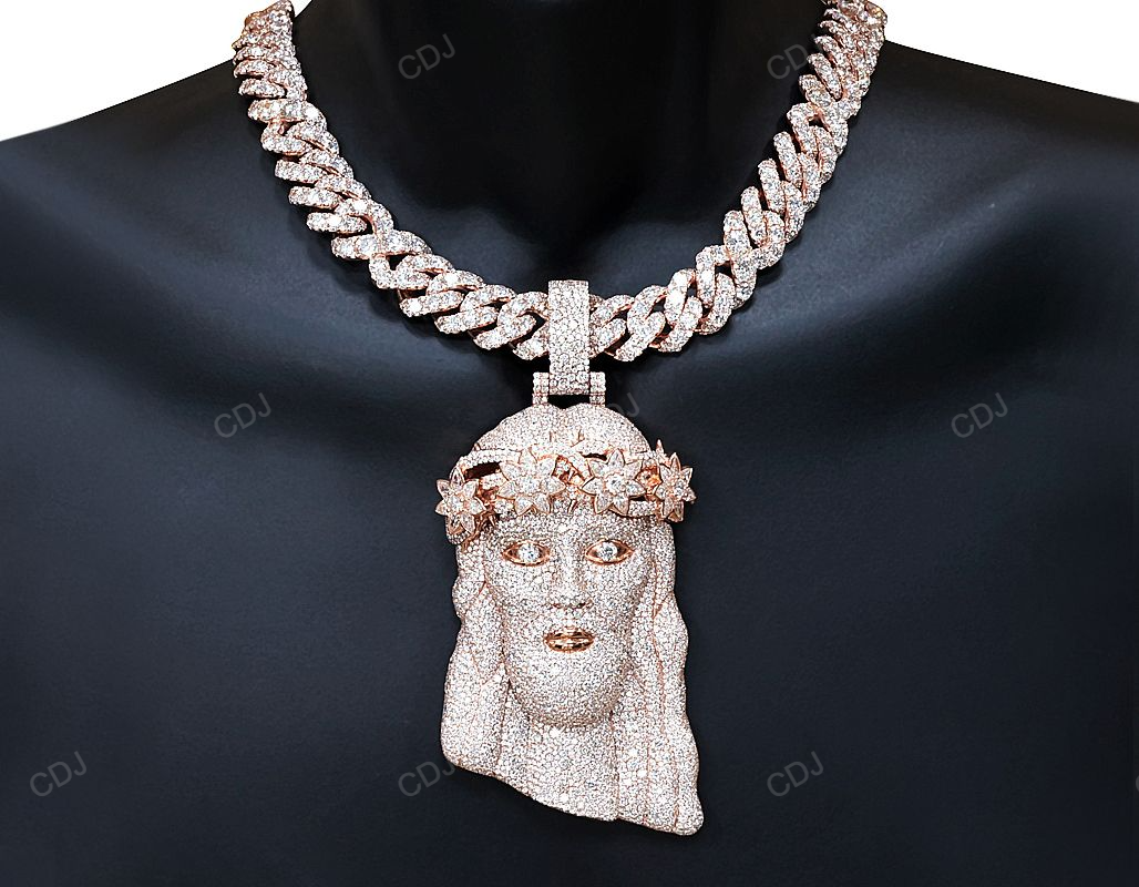 59.17 CTW Iced Out Lab Grown Diamond Unique Jesus Pendant hip hop jewelry CustomDiamJewel