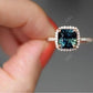 3.56 CTW Cushion Cut Blue Moissanite Halo Engagement Ring