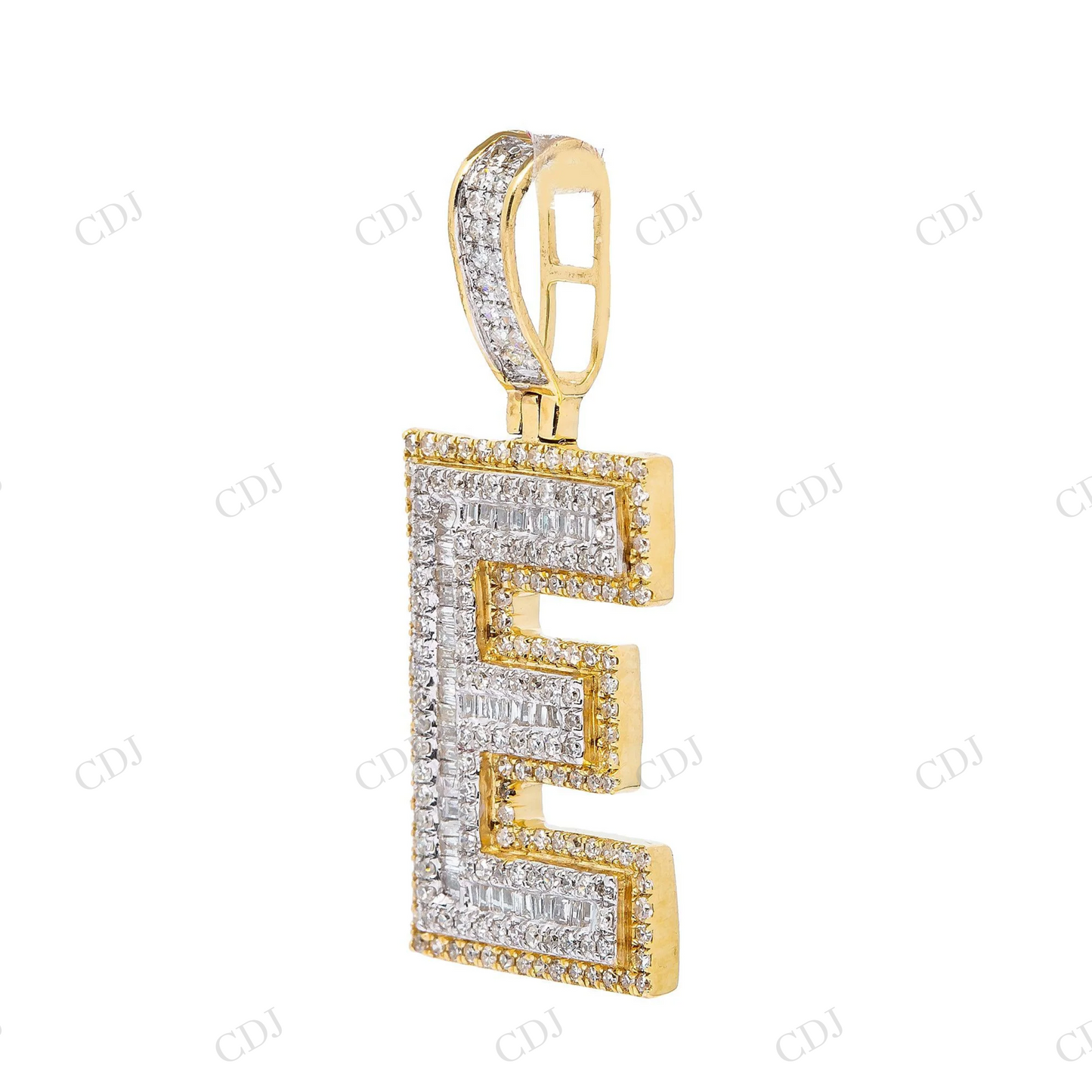 Round & Baguette Moissanite 925 Silver "E" Pendant Hip Hop Pendent customdiamjewel