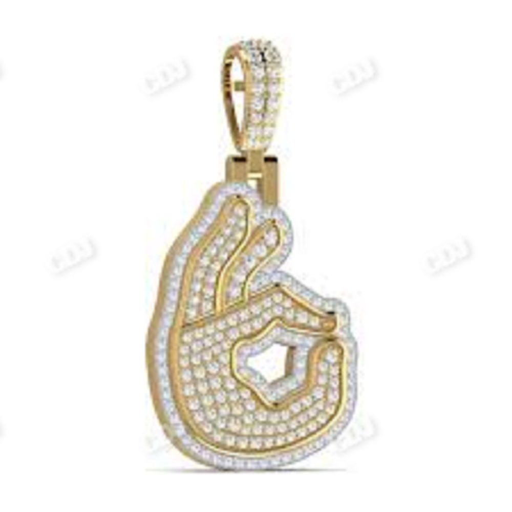 Hip Hop Hand Sign Diamond Pendant For Men hip hop jewelry CustomDiamJewel