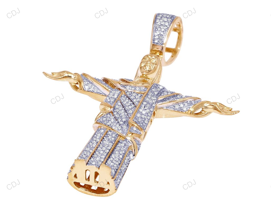 Brazilian Yellow Gold lab Grown Diamond Pendant hip hop jewelry CustomDiamJewel