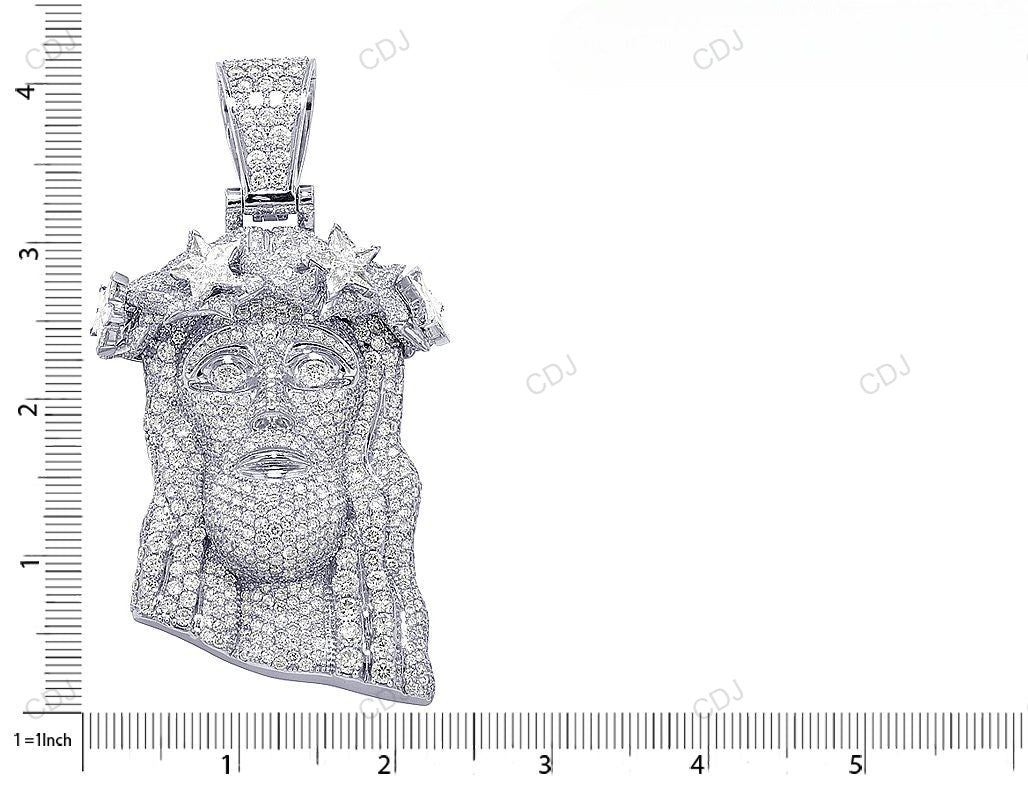 Jesus Head Floral Crown White Gold Lab Grown Diamond Hip Hop Pendant hip hop jewelry CustomDiamJewel