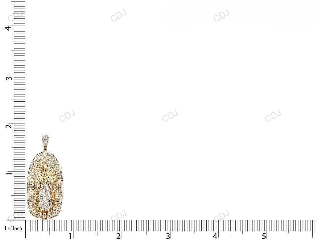 Mother Mary Yellow Gold Iced Out Pendant hip hop jewelry CustomDiamJewel