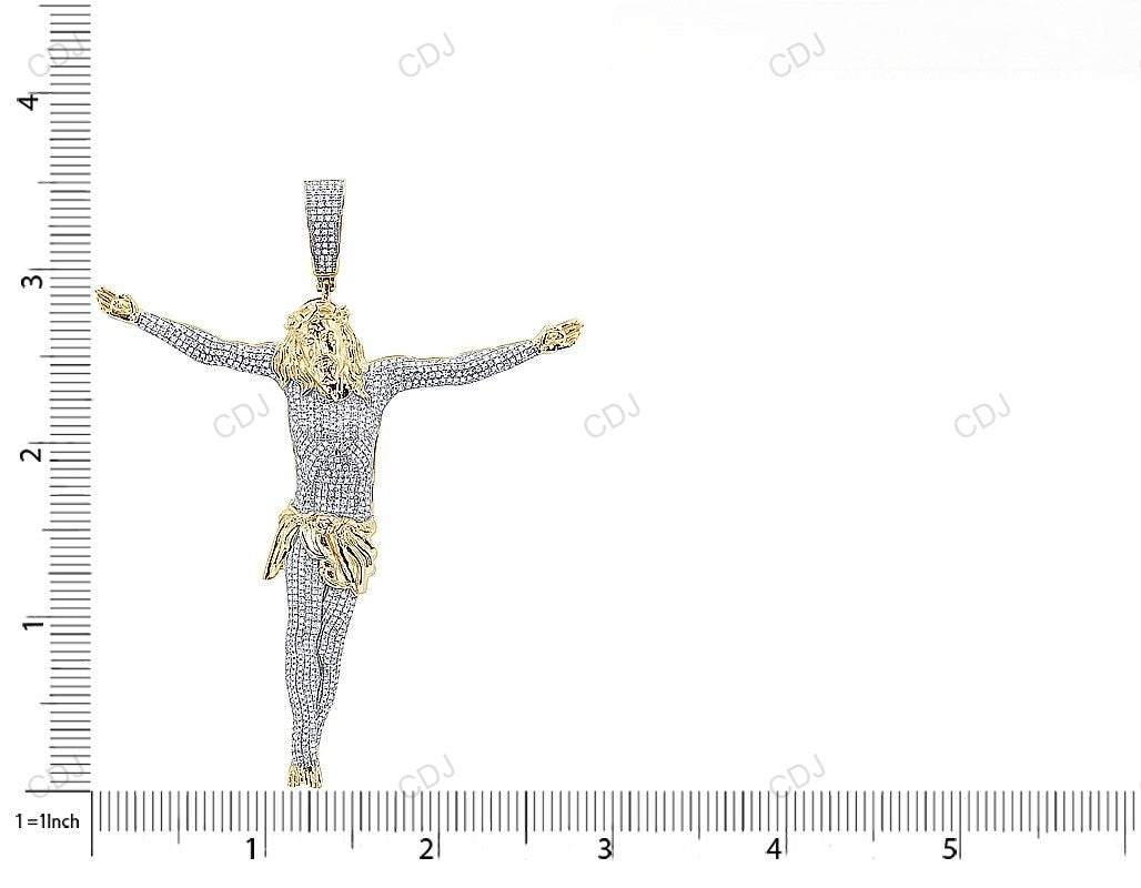 1.80 CTW Iced Out Lab Created Diamond Gold Cross Jesus Pendant hip hop jewelry CustomDiamJewel