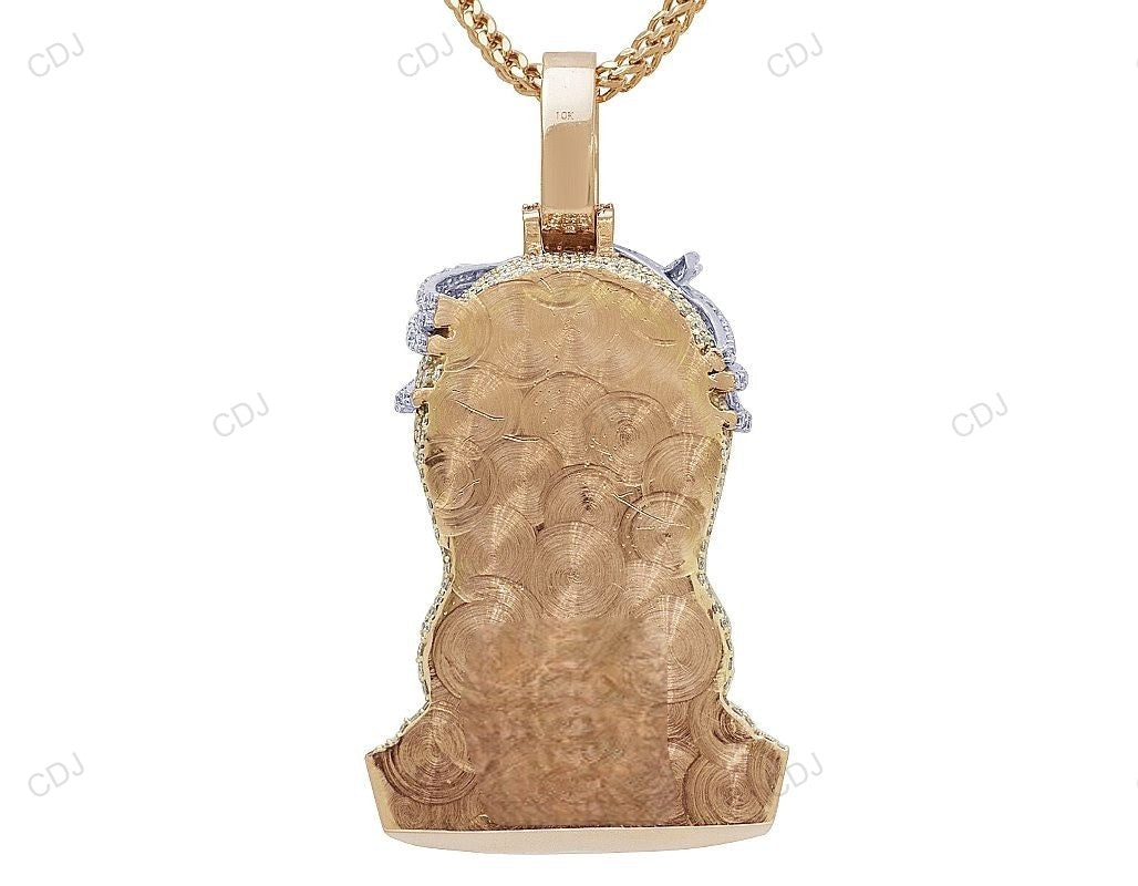 Two-Tone Gold Lab Grown Diamond Iced Out Jesus Pendant hip hop jewelry CustomDiamJewel