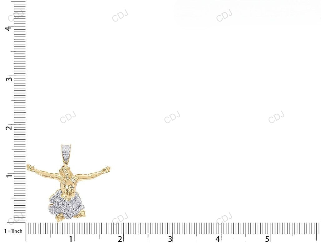 Open Arm Jesus Two-Tone Lab Created Diamond Pendant hip hop jewelry CustomDiamJewel