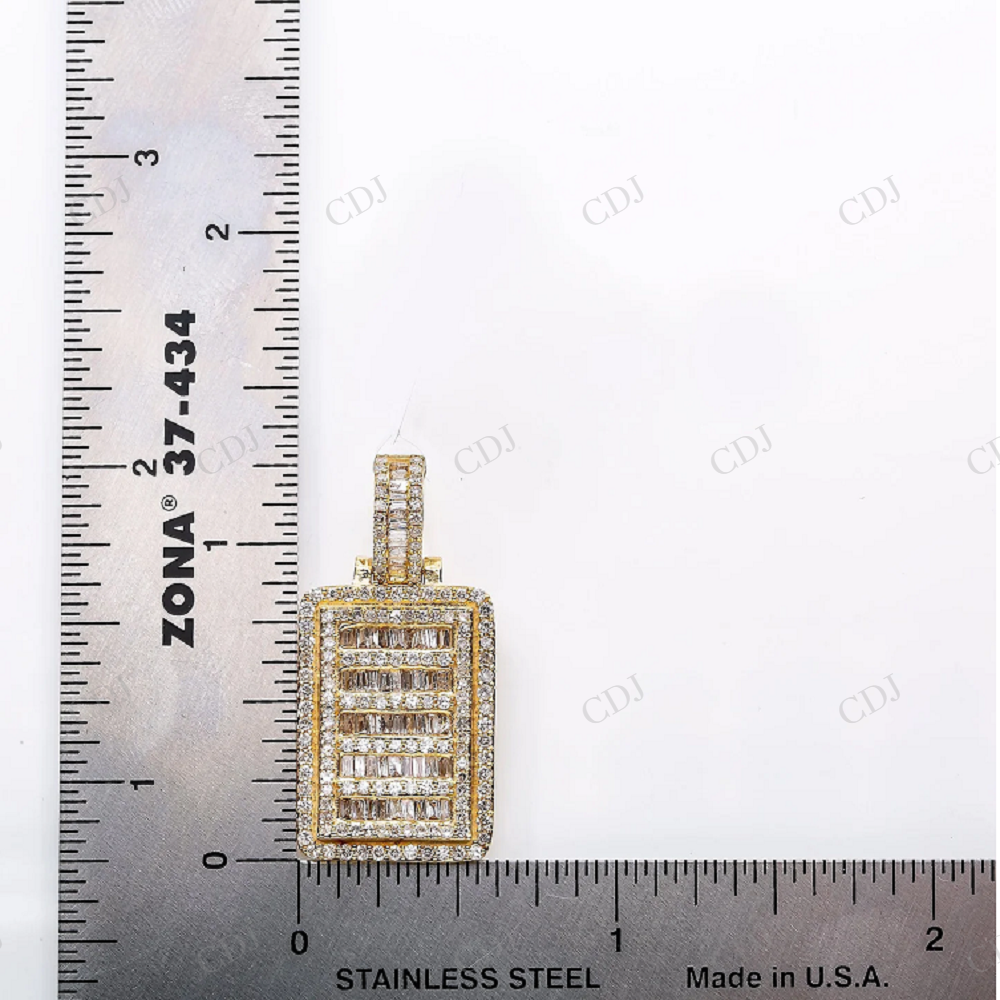 Iced Out 925 Silver Rectangular Baguette Moissanite Pendant Hip Hop Pendent customdiamjewel