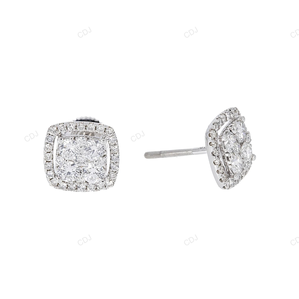14K Gold Lab Grown Diamond Cluster Earrings