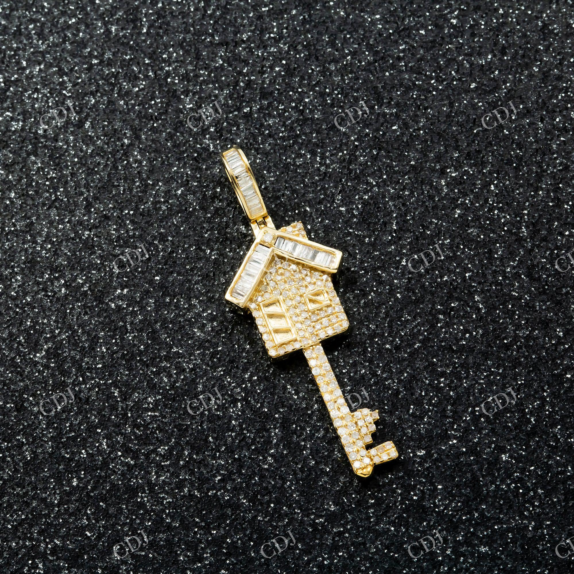 925 Silver Moissanite Baguette Round Diamond Hip Hop House Key Pendant Hip Hop Pendent customdiamjewel