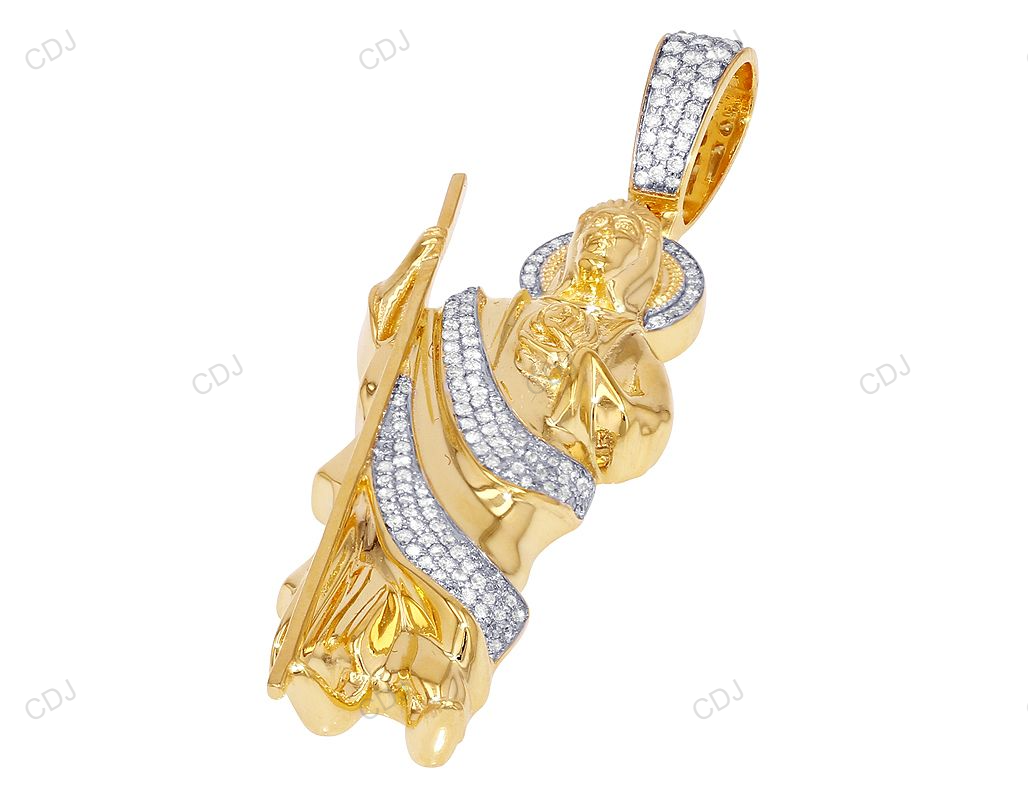 St Jude Yellow Gold CVD Diamond Hip Hop Pendant hip hop jewelry CustomDiamJewel