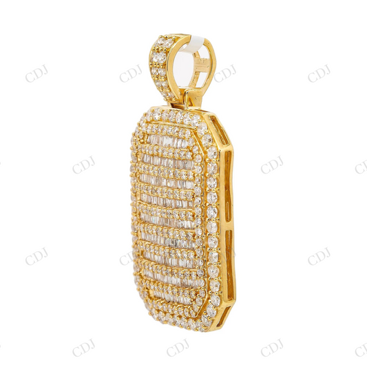 925 Silver Moissanite Baguette Diamond Rectangle Pendant Hip Hop Pendent customdiamjewel