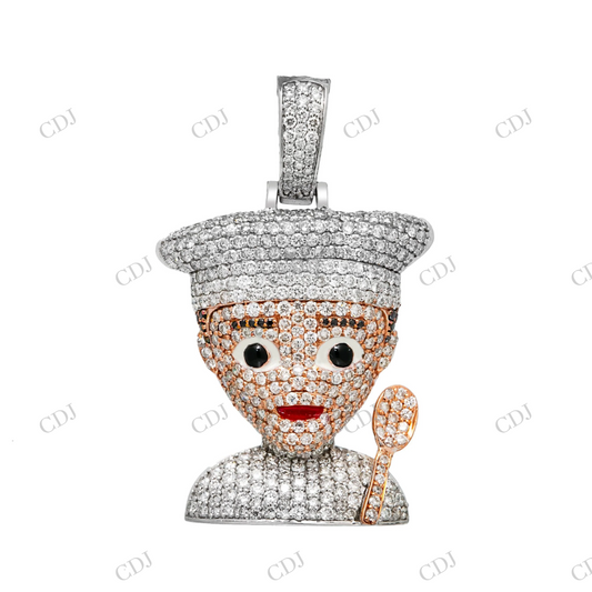925 Silver Moissanite Chef Cartoon Pendant Hip Hop Pendent customdiamjewel