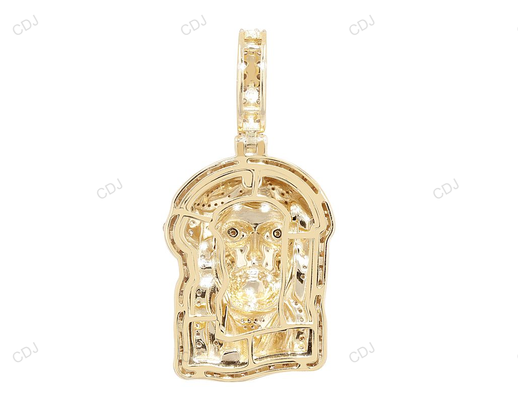 Yellow Gold Lab Grown Diamond Jesus Frame Pendant hip hop jewelry CustomDiamJewel