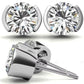 White Half Bezel Set Lab Grown Diamond Earrings