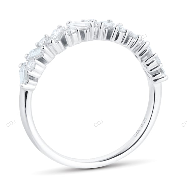 Baguette Cut CVD Diamond White Gold Wedding Band