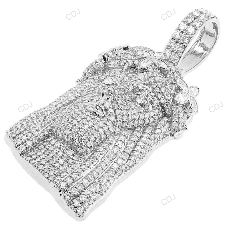 Two-Tone Lab Grown Diamond Marquise Cut Iced Out Jesus Pendant hip hop jewelry CustomDiamJewel