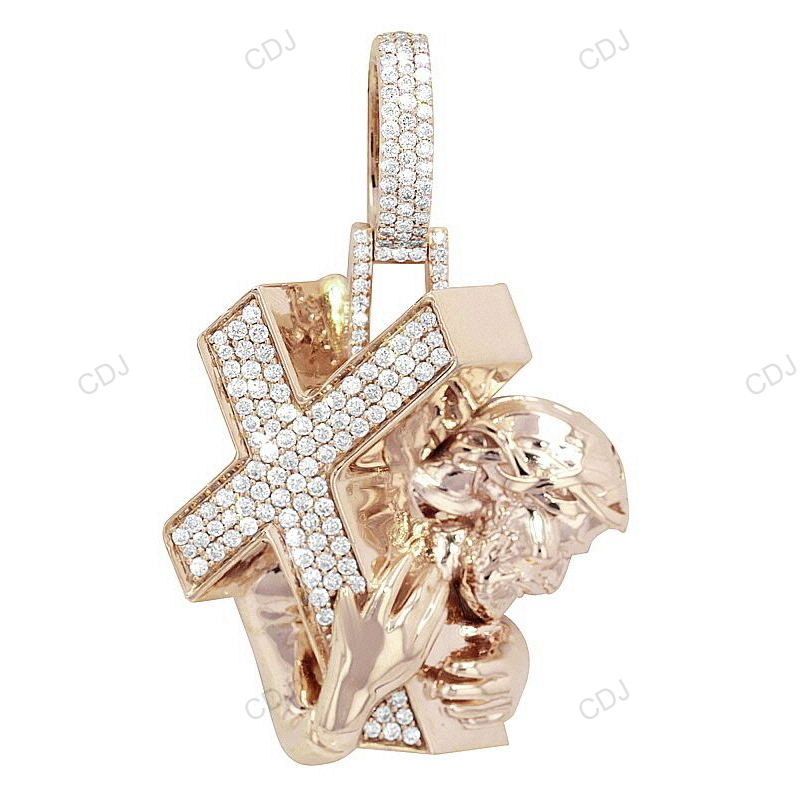 Jesus Carrying Lab Grown Diamond Gold Hip Hop Pendant hip hop jewelry CustomDiamJewel