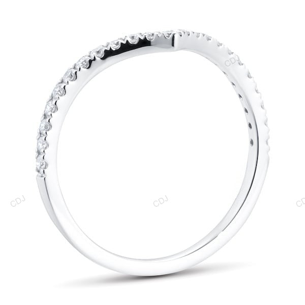 White Gold CVD Diamond Chevron Shape Wedding Band
