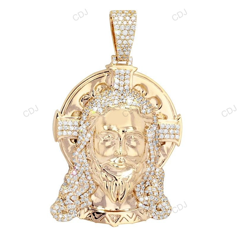 Halo Cross Jesus Lab Grown Diamond Gold Luxury Pendant hip hop jewelry CustomDiamJewel