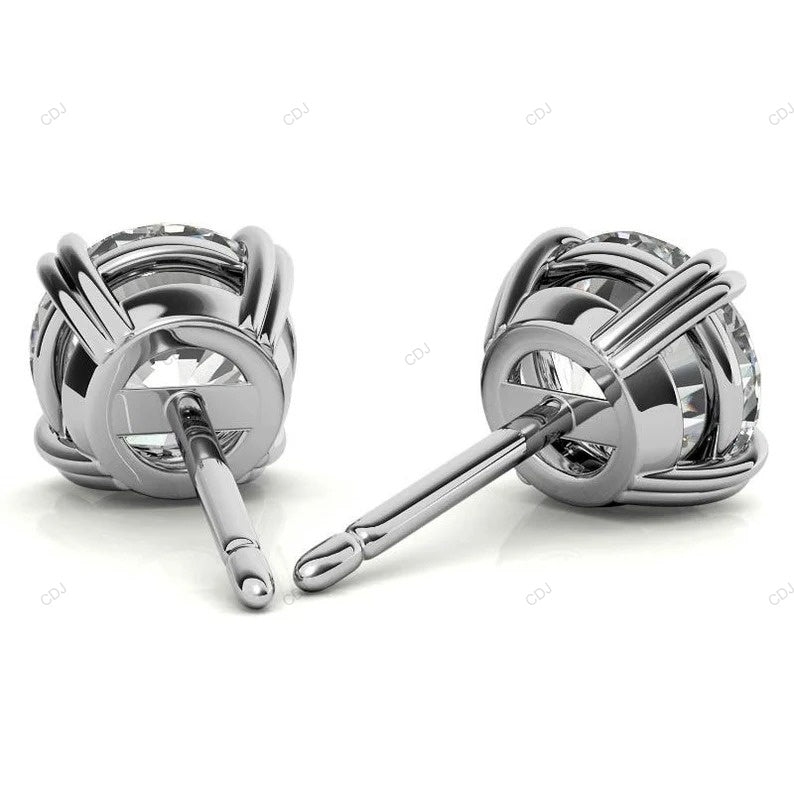Double Prong Yellow Gold Lab Grown Diamond Earrings