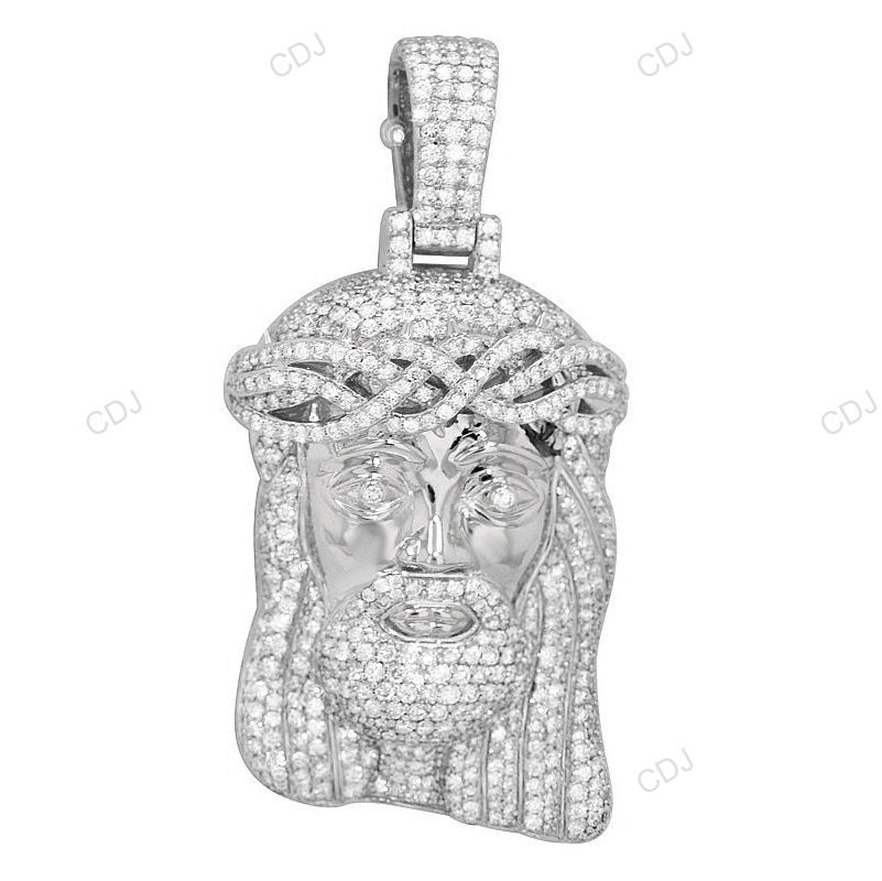 Crowned Jesus Head Lab Grown Diamond Gold Customize Pendant hip hop jewelry CustomDiamJewel