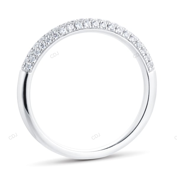 Three Row CVD Diamond Wedding Band For Daily Wear