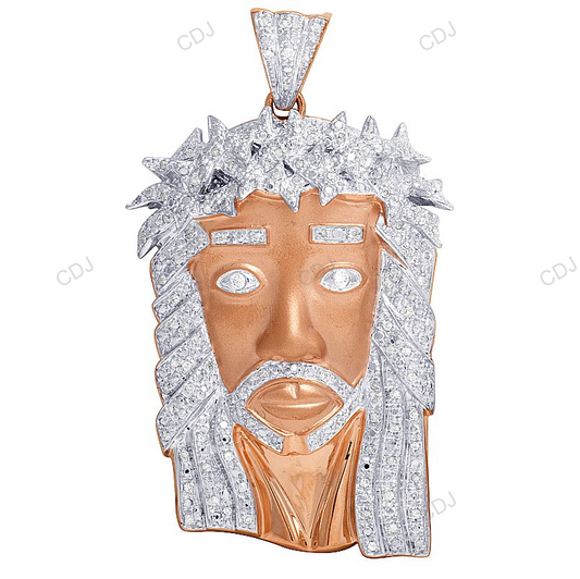 Lab Grown Diamond Jesus Face Matte Rose Gold Pendant hip hop jewelry CustomDiamJewel