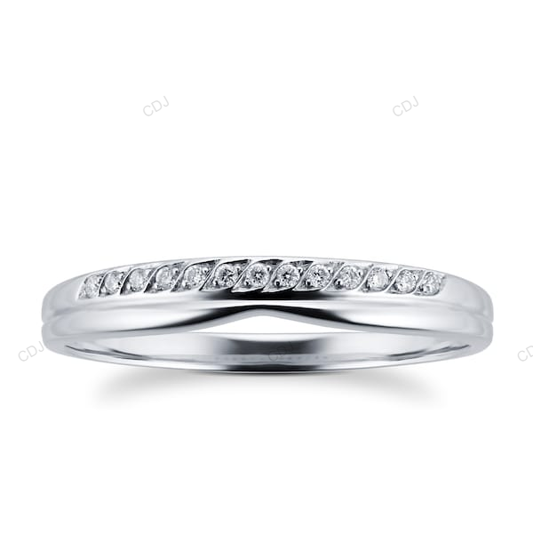 White Gold CVD Diamond Unique Design Wedding Band