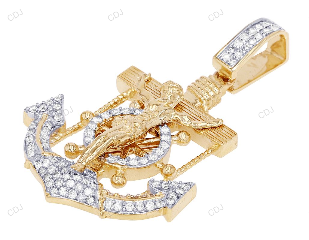 Anchor Lab Grown Diamond Tow-Tone Jesus Pendant hip hop jewelry CustomDiamJewel