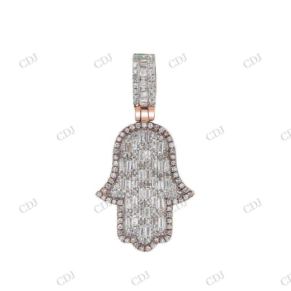 Hip Hop Baguette 925 Silver Hamsa Pendant Hip Hop Pendent customdiamjewel