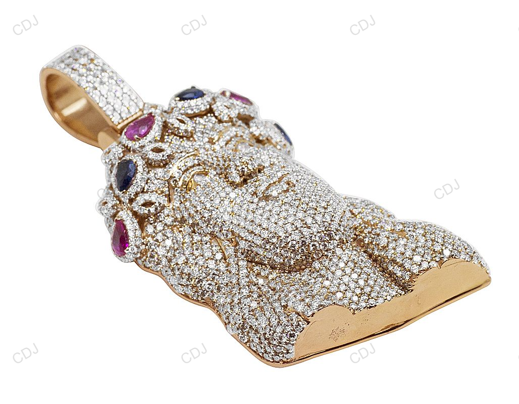 Jesus Colorful Crown Lab Grown Diamond Pendant hip hop jewelry CustomDiamJewel