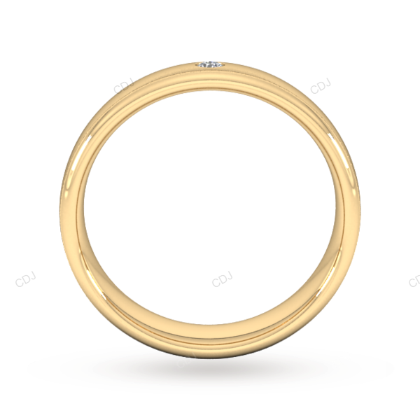 Yellow Gold Flush Setting CVD Diamond Wedding Band For Everyday