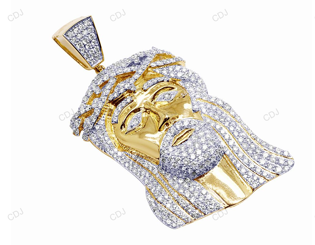 Jesus Face CVD Diamond Yellow Gold Hip Hop Pendant hip hop jewelry CustomDiamJewel