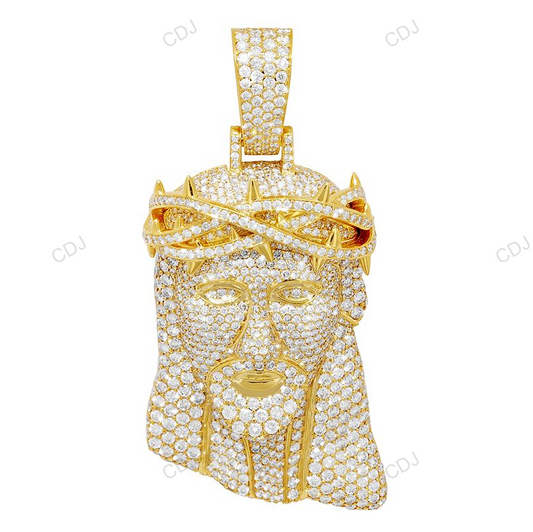 Iced Out Jesus Lab Grown Diamond Yellow Gold Pendant hip hop jewelry CustomDiamJewel