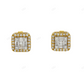 Square Baguette Lab Grown Diamond Yellow Gold Earrings