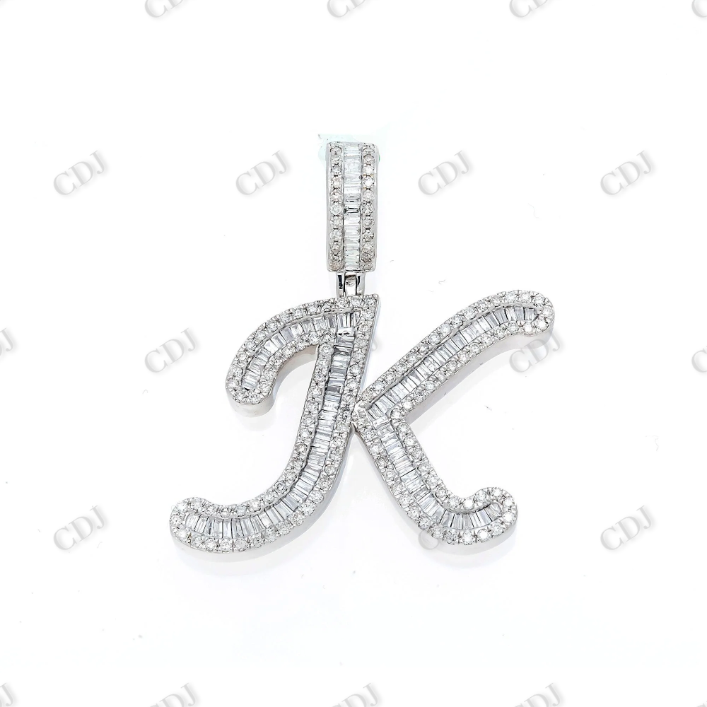 0.50 CTW Initial K Pendant Baguette Cut 925 Sterling Silver Pendant Hip Hop Pendent customdiamjewel
