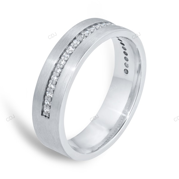 White Gold Lab Grown Diamond Wedding Band Gift For Women
