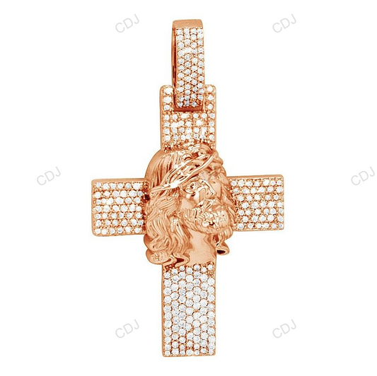 Jesus Cross Lab Grown Diamond Gold Handmade Pendant hip hop jewelry CustomDiamJewel
