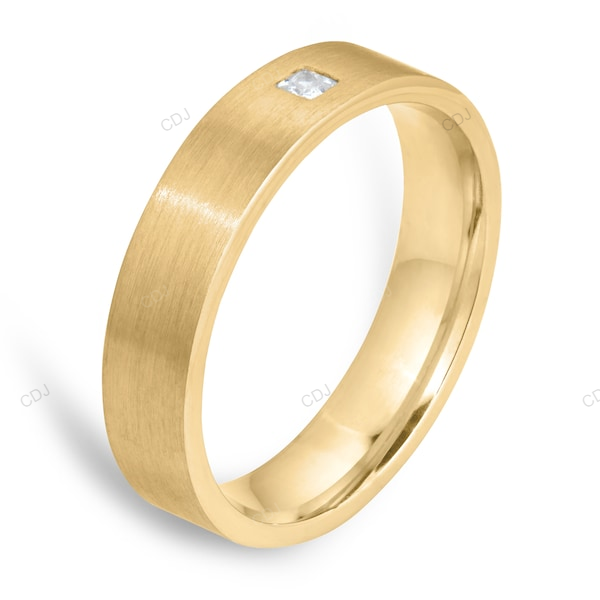 Yellow Gold Flush Setting CVD Diamond Wedding Band