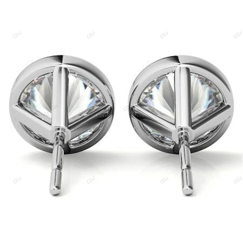 Yellow Gold Bezel Set Lab Grown Diamond Earrings customdiamjewel