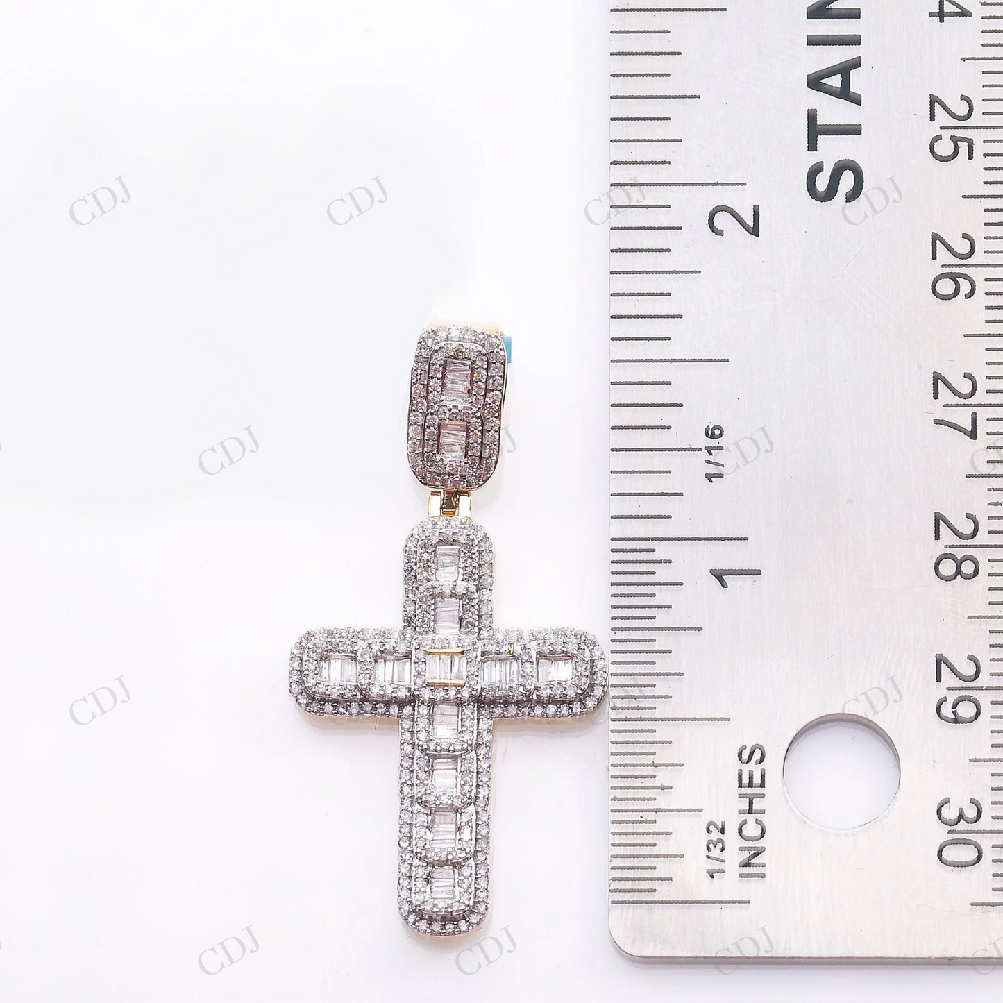 925 Silver Round & Baguette Moissanite Cross Pendant Hip Hop Pendent customdiamjewel
