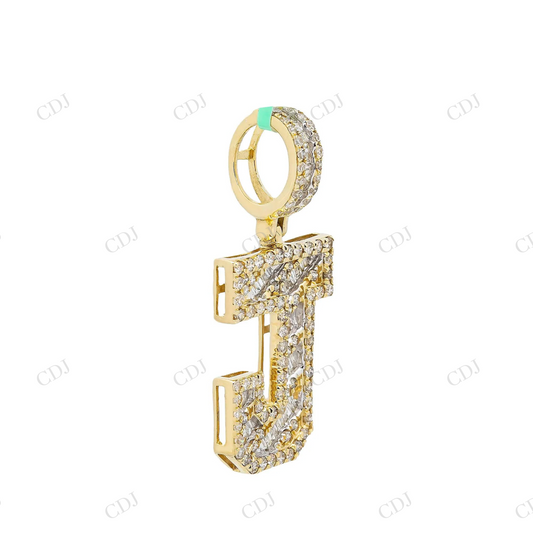 Customized J Initial 925 Silver Moissanite Unisex Pendant Hip Hop Pendent customdiamjewel