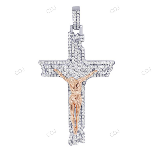 Jesus Cross Lab Grown Diamond Two-Tone Customize Pendant hip hop jewelry CustomDiamJewel