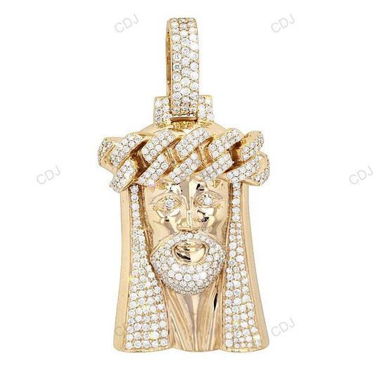 Crowned Jesus Lab Grown Diamond 10K Solid Gold Pendant hip hop jewelry CustomDiamJewel