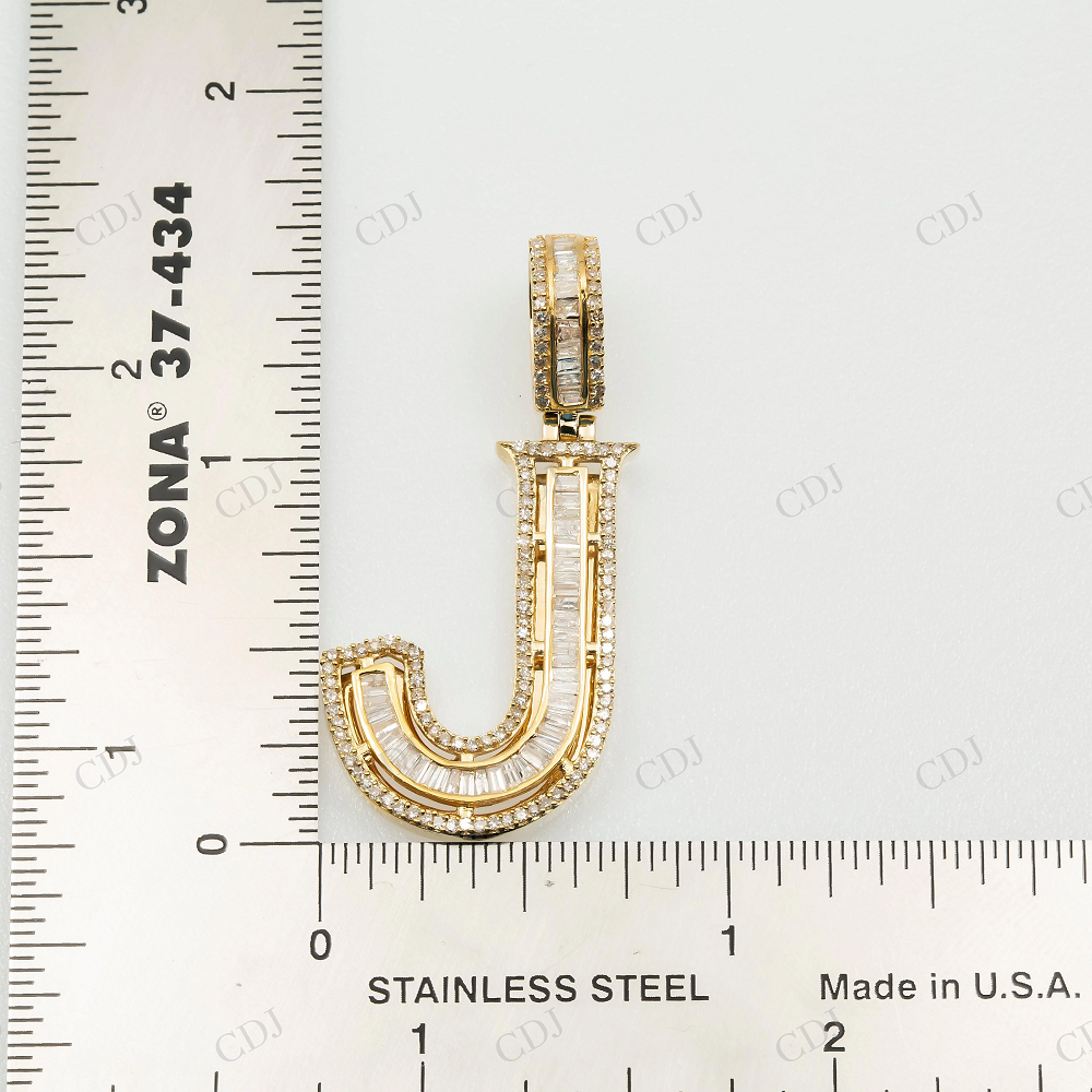 Custom Iced Out Initial Charm Silver Moissanite 'J' Letter Pendant Hip Hop Pendent customdiamjewel