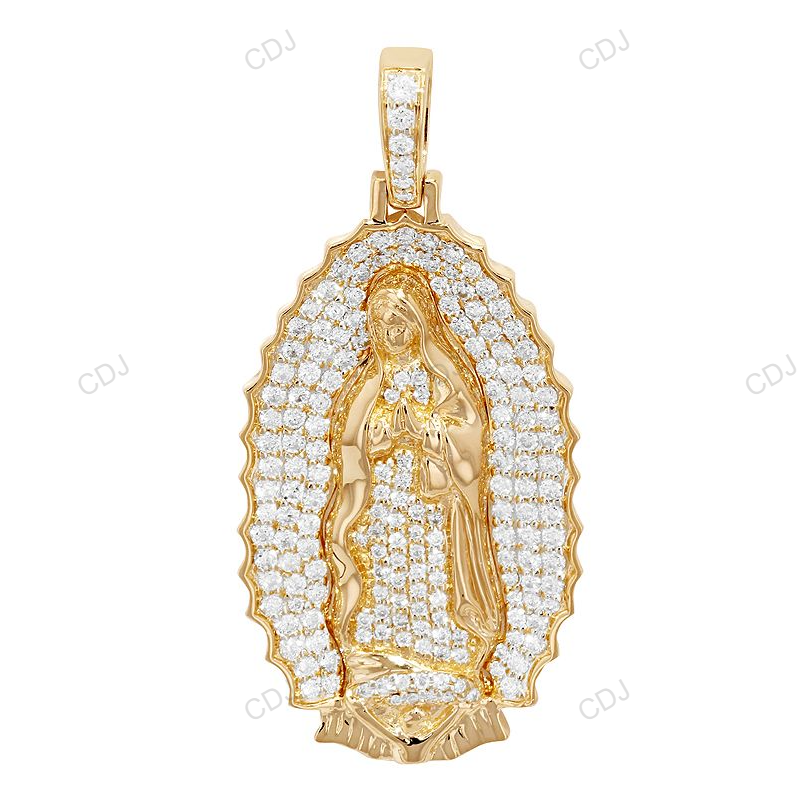 Virgin Mary Yellow Gold CVD Diamond Hip Hop Pendant hip hop jewelry CustomDiamJewel