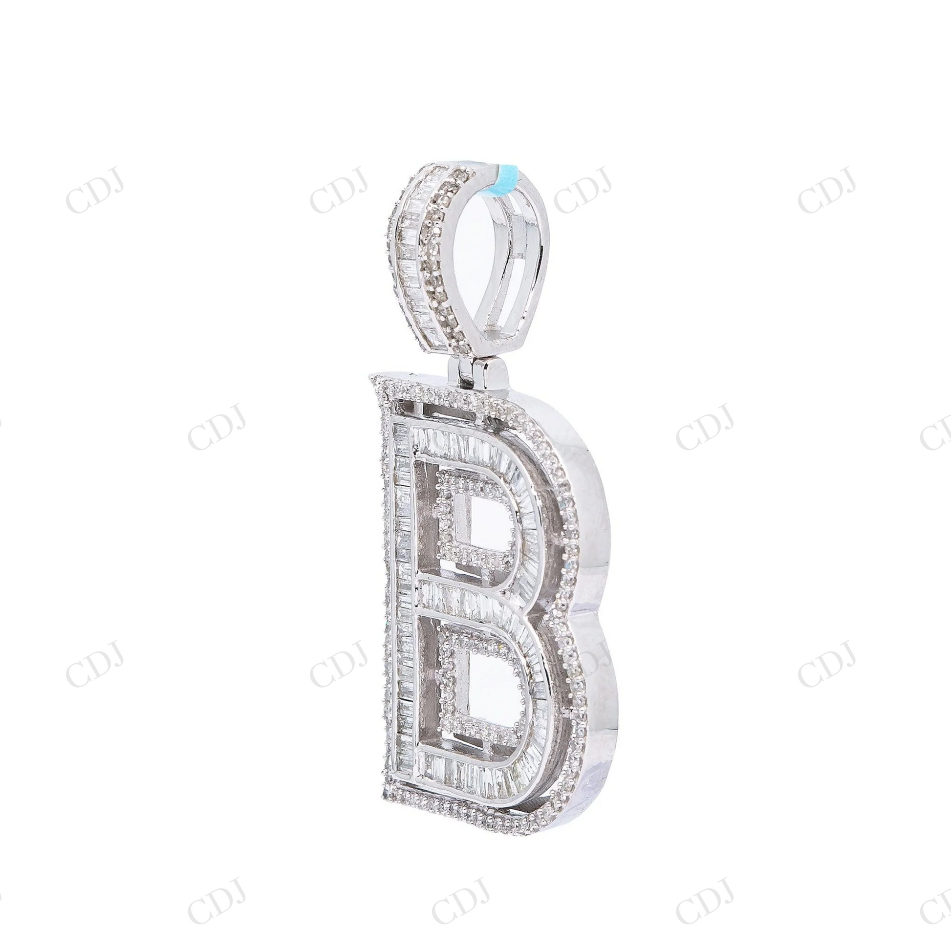 Fully Iced Out B Letter 925 Sterling Silver Moissanite Baguette Pendant Hip Hop Pendent customdiamjewel