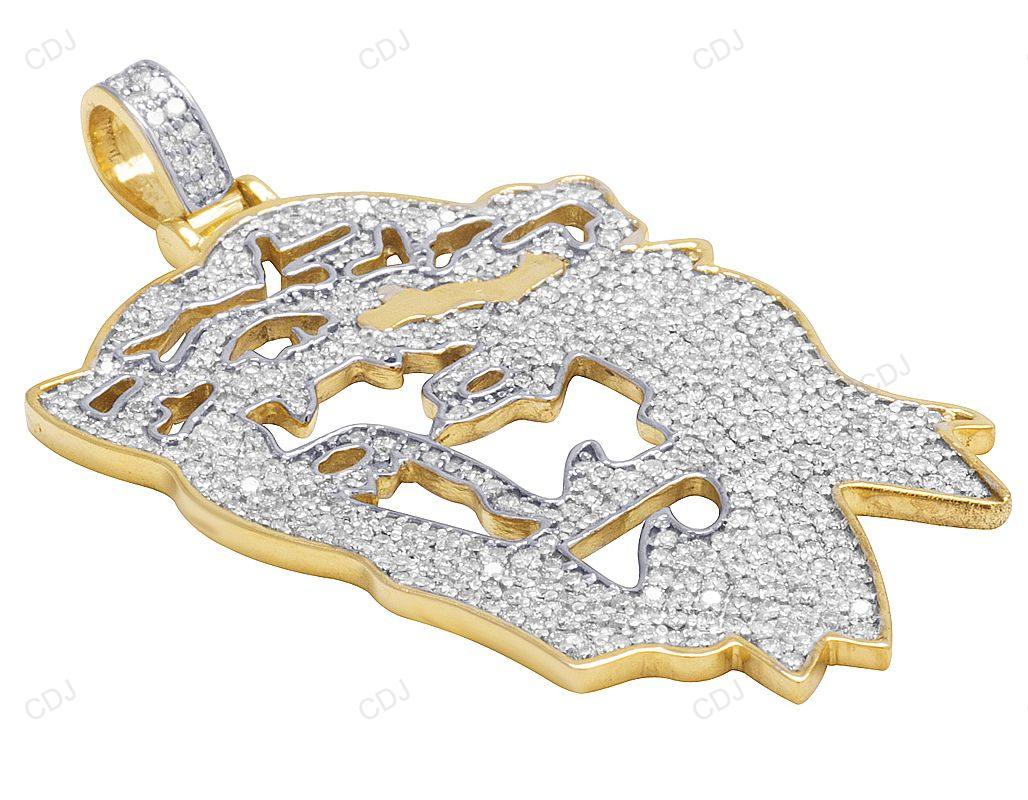 Yellow Gold Cut Out Digital Christ Jesus CVD Diamond Pendant hip hop jewelry CustomDiamJewel